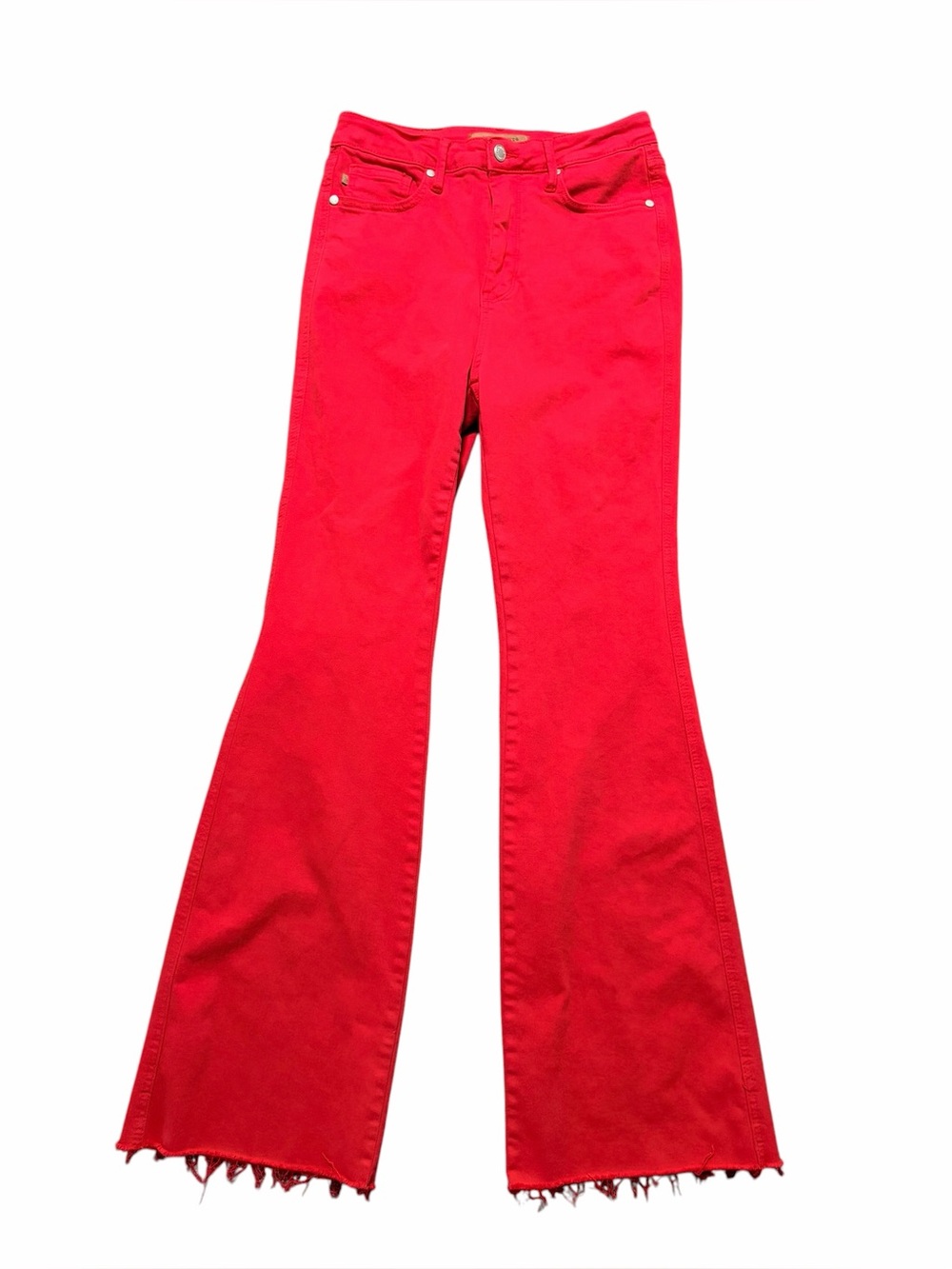 Judy Blue High Waist Tummy Control Garment Dyed Red Flare Denim Jeans Size 7/28